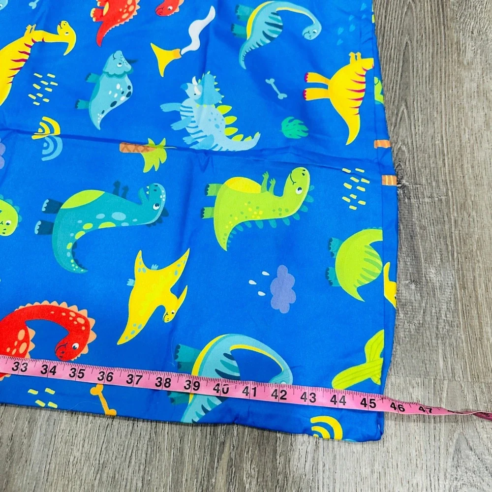 Wildkin Kids 100% Cotton Nap Mat Cover Dinosaur Blue Sewn-in Pillowcase 20x46